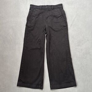 Everlane Jeans Womens 6 Black Wide Leg Crop Pant High Rise‎ Stretch
